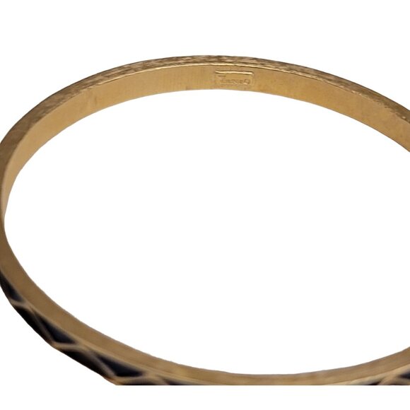 Trifari Crown Over T Gold Tone Red Blue Enamel Thin Bangle, Signed - Picture 4 of 7